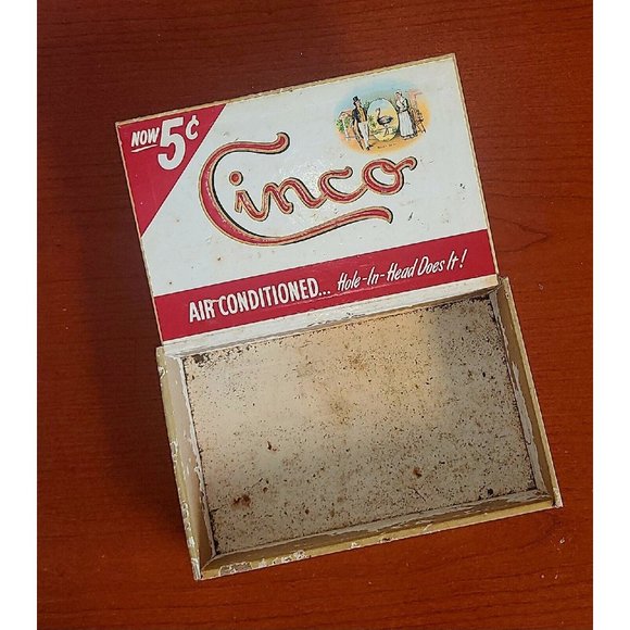 VINTAGE CINCO 5 cent Air Conditioned CIGAR BOX - Used - Empty - Picture 2 of 7